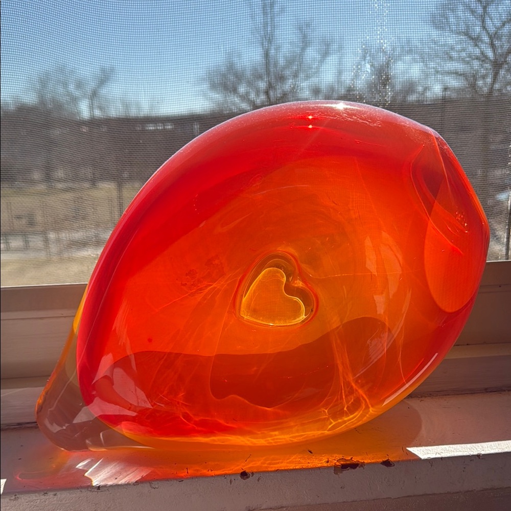 Vintage Kosta Boda Orange and Red Glass Art vase